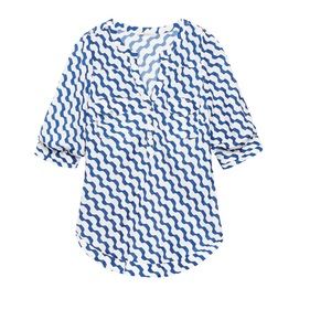 41 Hawthorn Filbert Abstract Striped Henley Blouse